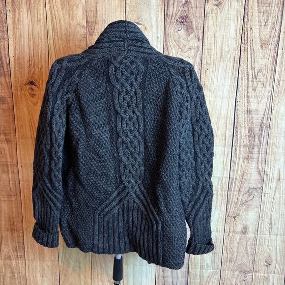 Inis Craft 100% Merino Wool Made in Ireland Cardigan Dark Gray Size M - Picture 5 of 6